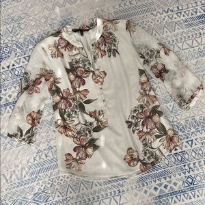 WHBM Floral 3/4 Sleeve Blouse